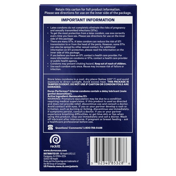 Durex Performax Intense Lubricated Ribbed Dotted Premium Condoms