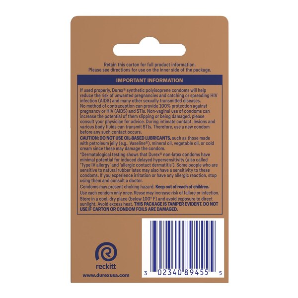 Durex Avanti Bare Real Feel Lubricated Non-Latex Condoms