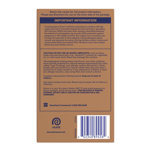 Durex Avanti Bare Real Feel Lubricated Non-Latex Condoms