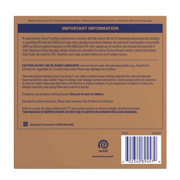 Durex Avanti Bare Real Feel Lubricated Non-Latex Condoms, 24 CT