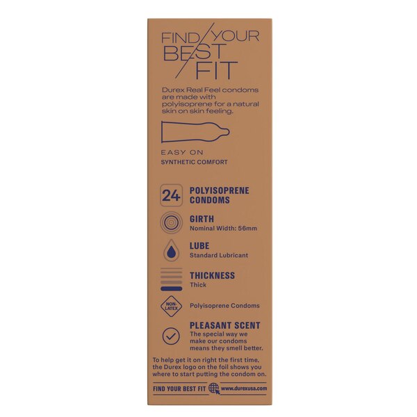 Durex Avanti Bare Real Feel Lubricated Non-Latex Condoms, 24 CT