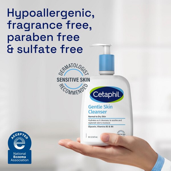Cetaphil Hydrating Gentle Skin Cleanser for Dry to Normal Sensitive Skin, 16 OZ