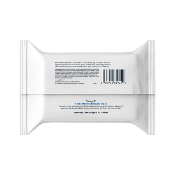Cetaphil Gentle Makeup Removing Wipes, 25/Pack
