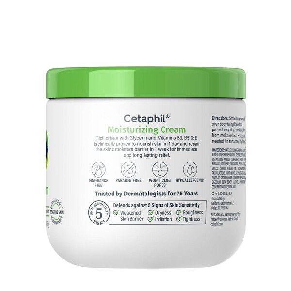 Cetaphil Hydrating Moisturizing Cream for Dry to Very Dry, Sensitive Skin, 16 OZ