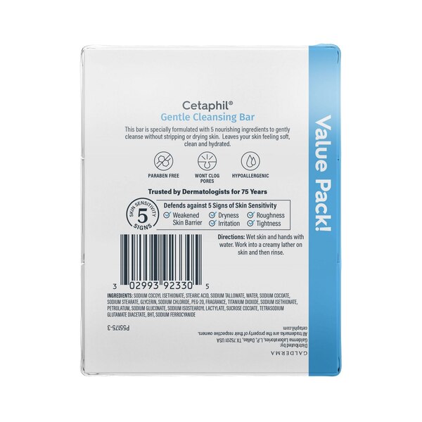 Cetaphil Gentle Cleansing Bar, 3 CT