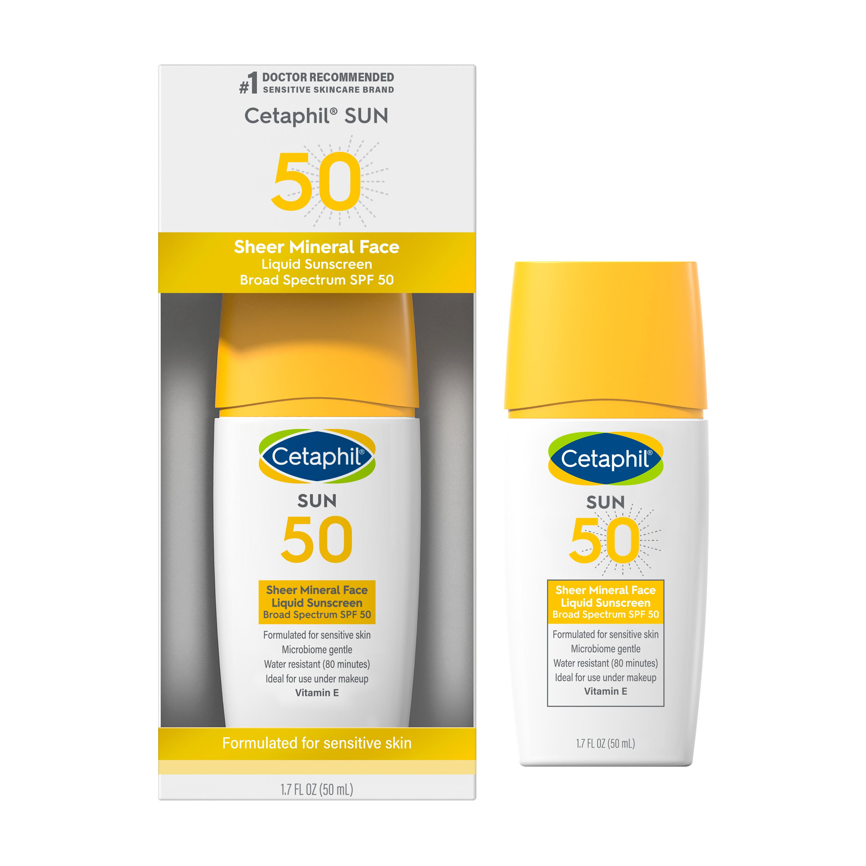 Cetaphil Sheer Mineral - Protector solar líquido para el rostro, FPS 50, 1.7 oz