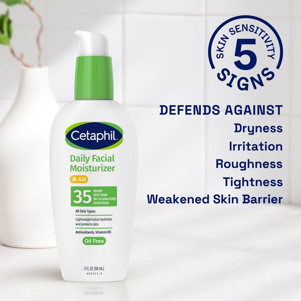 Cetaphil Daily Oil-free Facial Moisturizer with SPF 35 Sunscreen for Sensitive, Combination Skin, 3 OZ