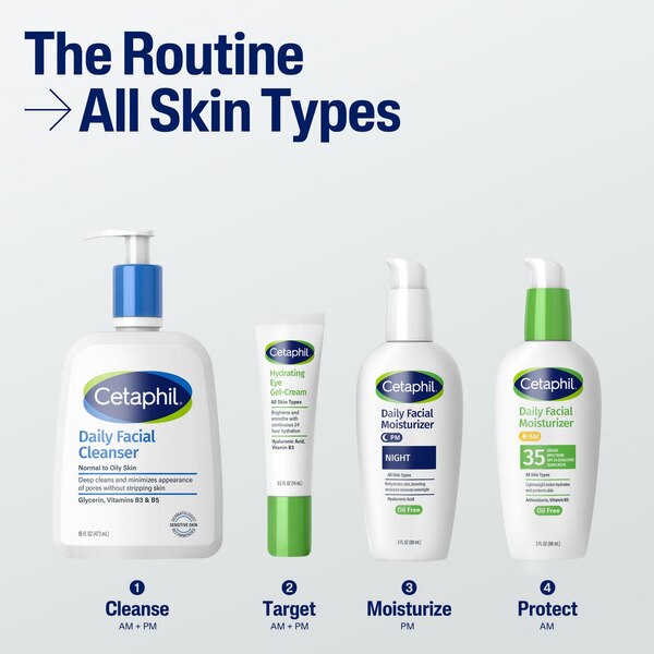 Cetaphil Daily Oil-free Facial Moisturizer with SPF 35 Sunscreen for Sensitive, Combination Skin, 3 OZ