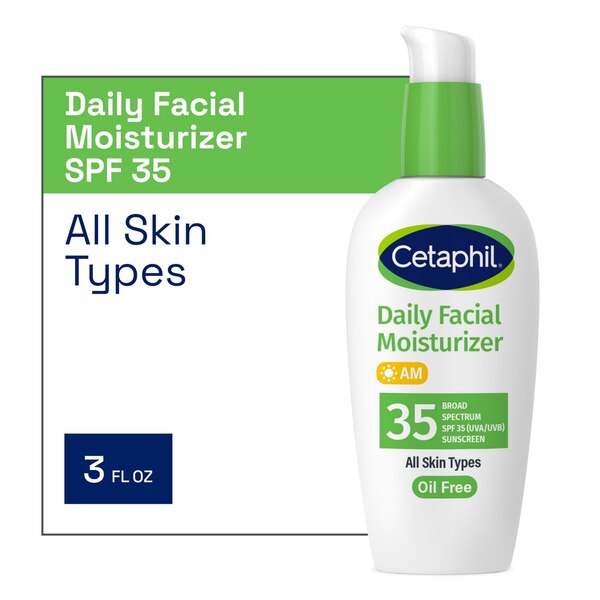 Cetaphil Daily Oil-free Facial Moisturizer with SPF 35 Sunscreen for Sensitive, Combination Skin, 3 OZ