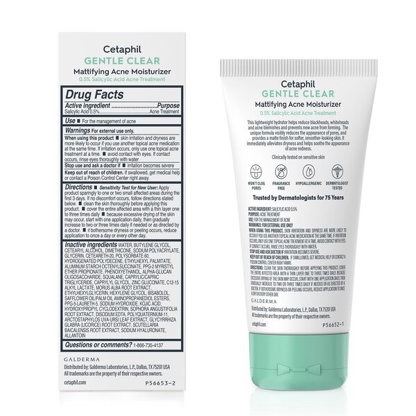 Cetaphil Gentle Clear Mattifying Acne Moisturizer, 3 OZ
