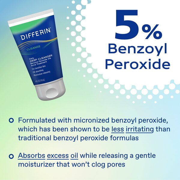 Differin Daily Deep Cleanser with Benzoyl Peroxide, 4 OZ