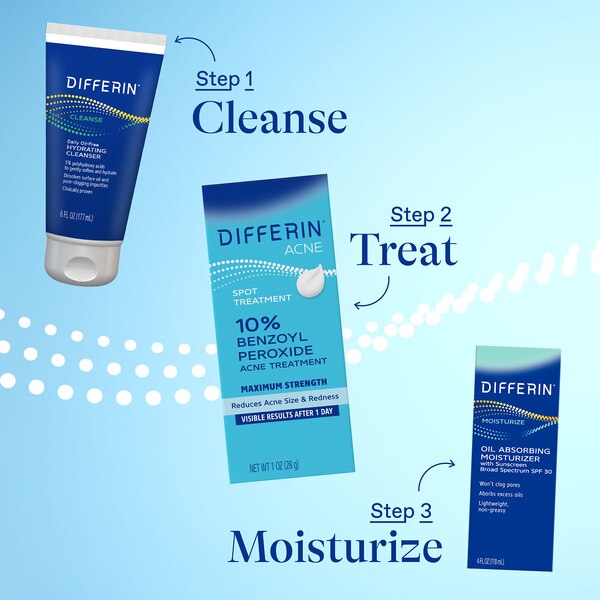 Differin Acne Spot Treatment, 10% Benzoyl Peroxide, 1 OZ