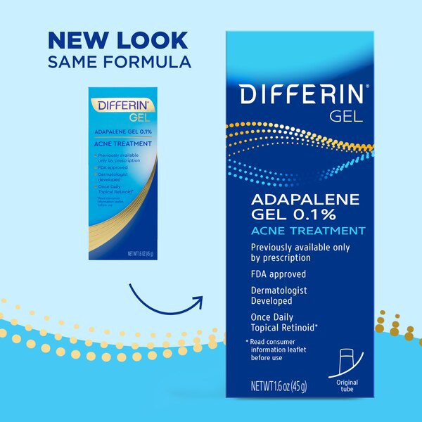 Differin Adapalene Gel 0.1% Acne Treatment, 1.6 OZ