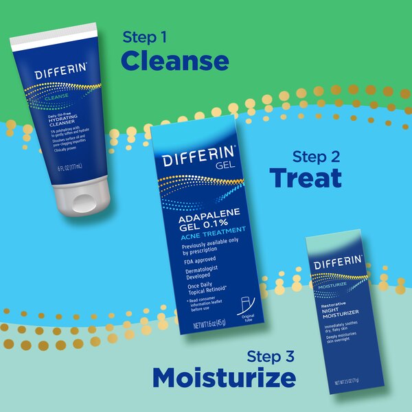 Differin Adapalene Gel 0.1% Acne Treatment, 1.6 OZ