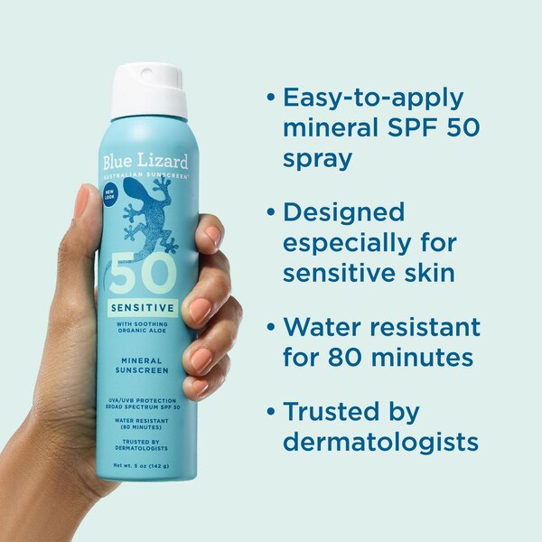 Blue Lizard Sensitive Mineral Sunscreen Spray, SPF 50