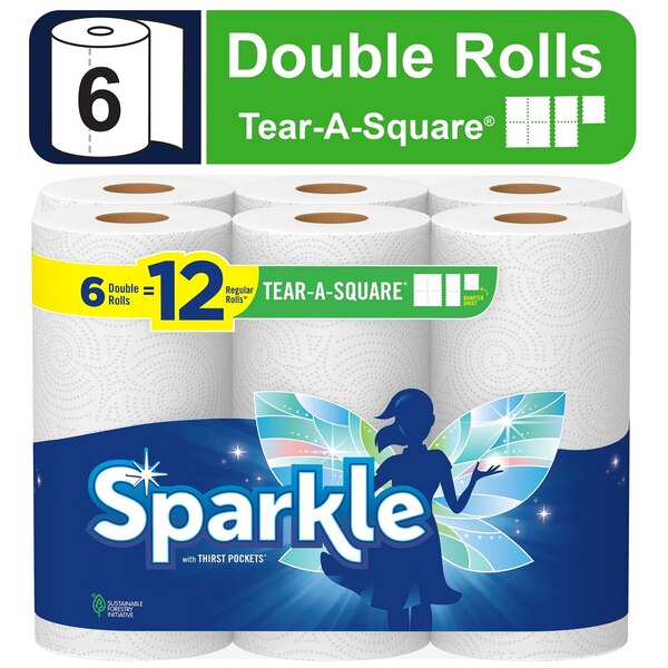 Sparkle Tear-A-Square Paper Towels, 110 Sheets