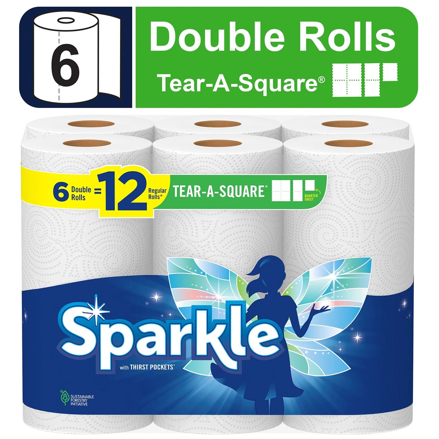 Sparkle Tear-A-Square Paper Towels, 110 Sheets