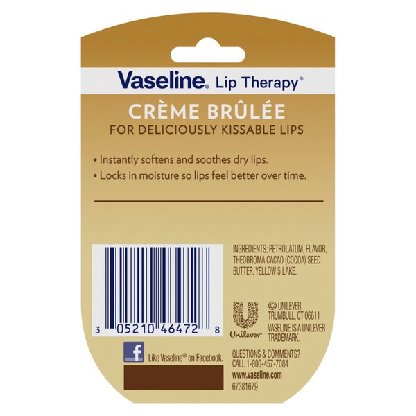 Vaseline Lip Therapy Mini Balm, Crème Brulee, 2 CT
