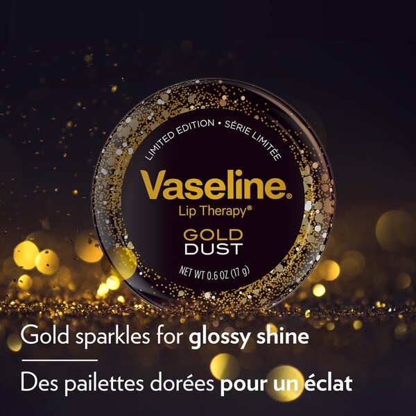 Vaseline Lip Therapy Lip Balm Tin, Gold Dust For Shimmering, Precious Lips, 0.6 OZ