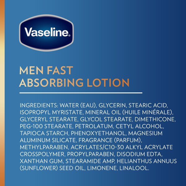 Vaseline Men Fast Absorbing Healing Moisture Body Lotion