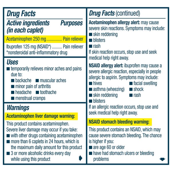 Advil Dual Action Acetaminophen and Ibuprofen Caplets