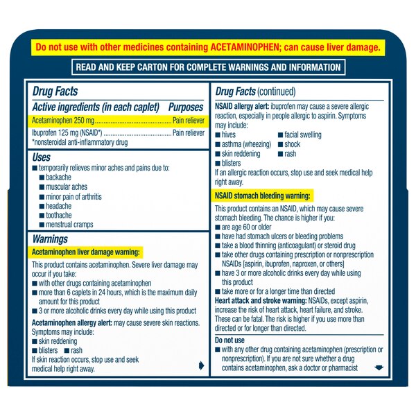 Advil Dual Action Acetaminophen and Ibuprofen Caplets