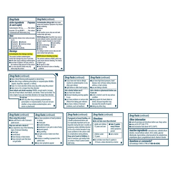 Advil Dual Action Acetaminophen and Ibuprofen Caplets