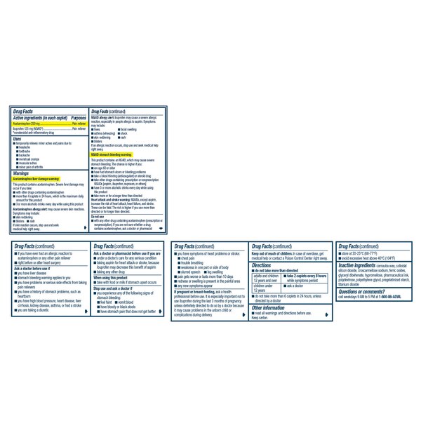 Advil Dual Action Acetaminophen and Ibuprofen Caplets