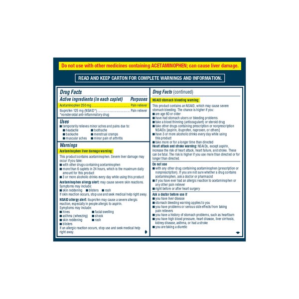 Advil Dual Action Acetaminophen and Ibuprofen Caplets