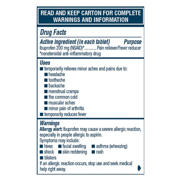 Advil Pain Reliever/ Fever Reducer 200 MG Ibuprofen Tablets
