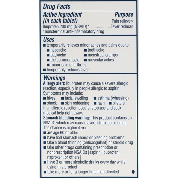 Advil Pain Reliever/ Fever Reducer 200 MG Ibuprofen Tablets