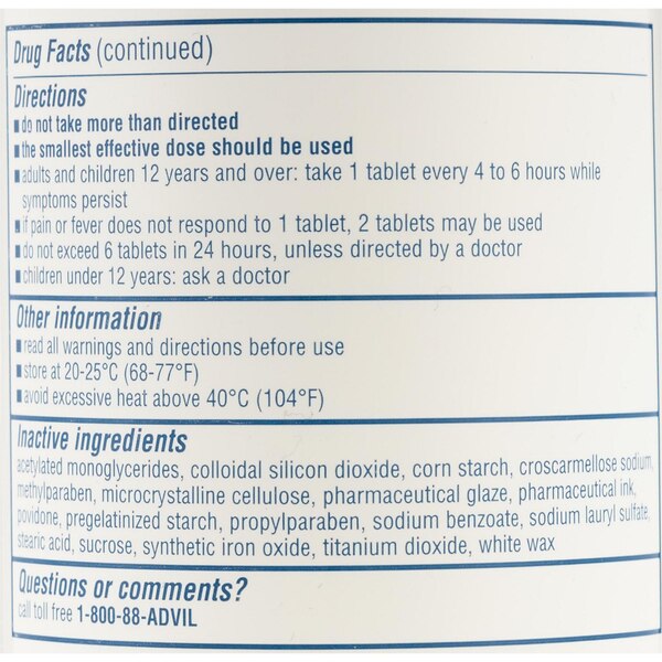 Advil Pain Reliever/ Fever Reducer 200 MG Ibuprofen Tablets