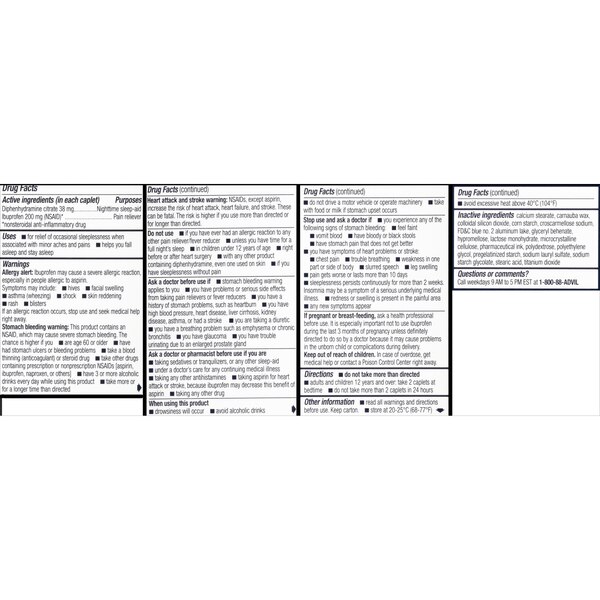 Advil PM Pain Reliever/ Nighttime Sleep-Aid Coated Caplets
