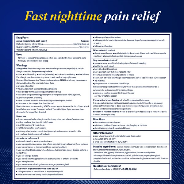 Advil PM Pain Reliever/ Nighttime Sleep-Aid Coated Caplets