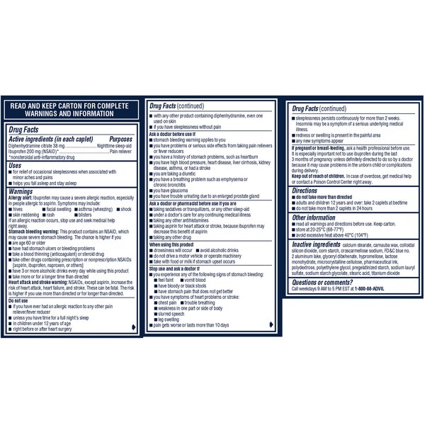 Advil PM Pain Reliever/ Nighttime Sleep-Aid Coated Caplets