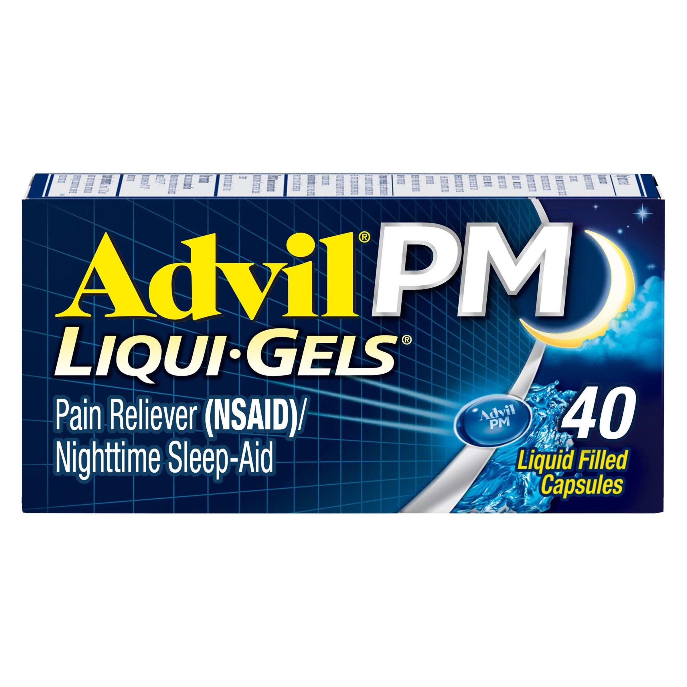 Advil PM Liqui-Gels Pain Reliever/Nighttime Sleep Aid, 200mg Ibuprofen, 25mg Diphenhydramine