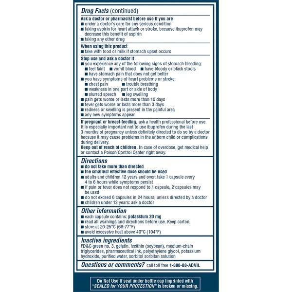 Advil Liqui-Gels - Ibuprofeno 200 mg en cápsulas