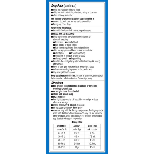 Children's Advil Ibuprofen Oral Suspension, 4 OZ