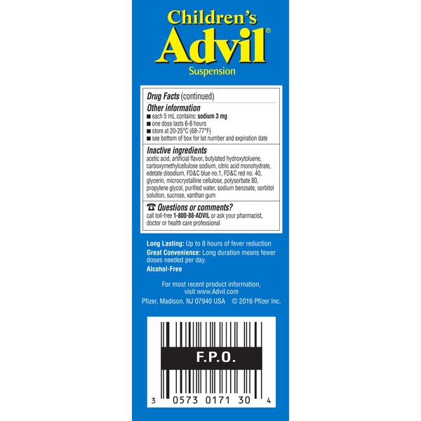 Children's Advil Ibuprofen Oral Suspension, 4 OZ