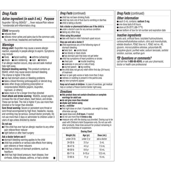 Children's Advil Ibuprofen Oral Suspension, 4 OZ