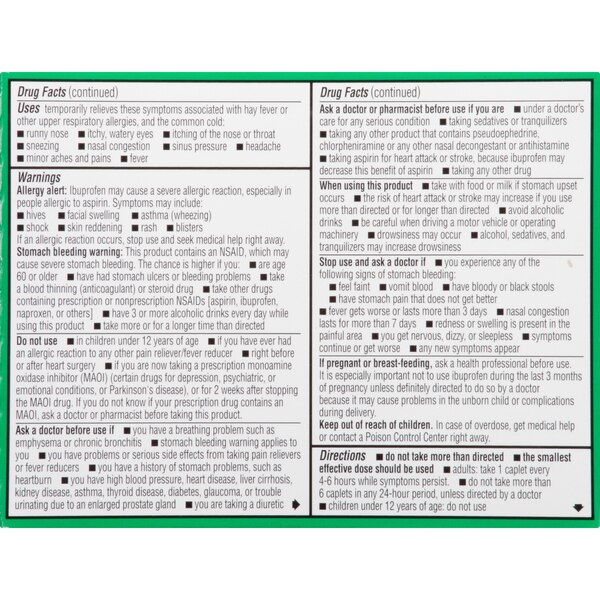 Advil Allergy Sinus Relief Coated Caplets, Pain Reliever & Allergy Relief, 20 CT