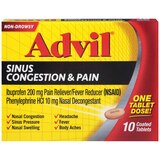 Advil Sinus Congestion & Pain Relief, 10 Coated Tablets, thumbnail image