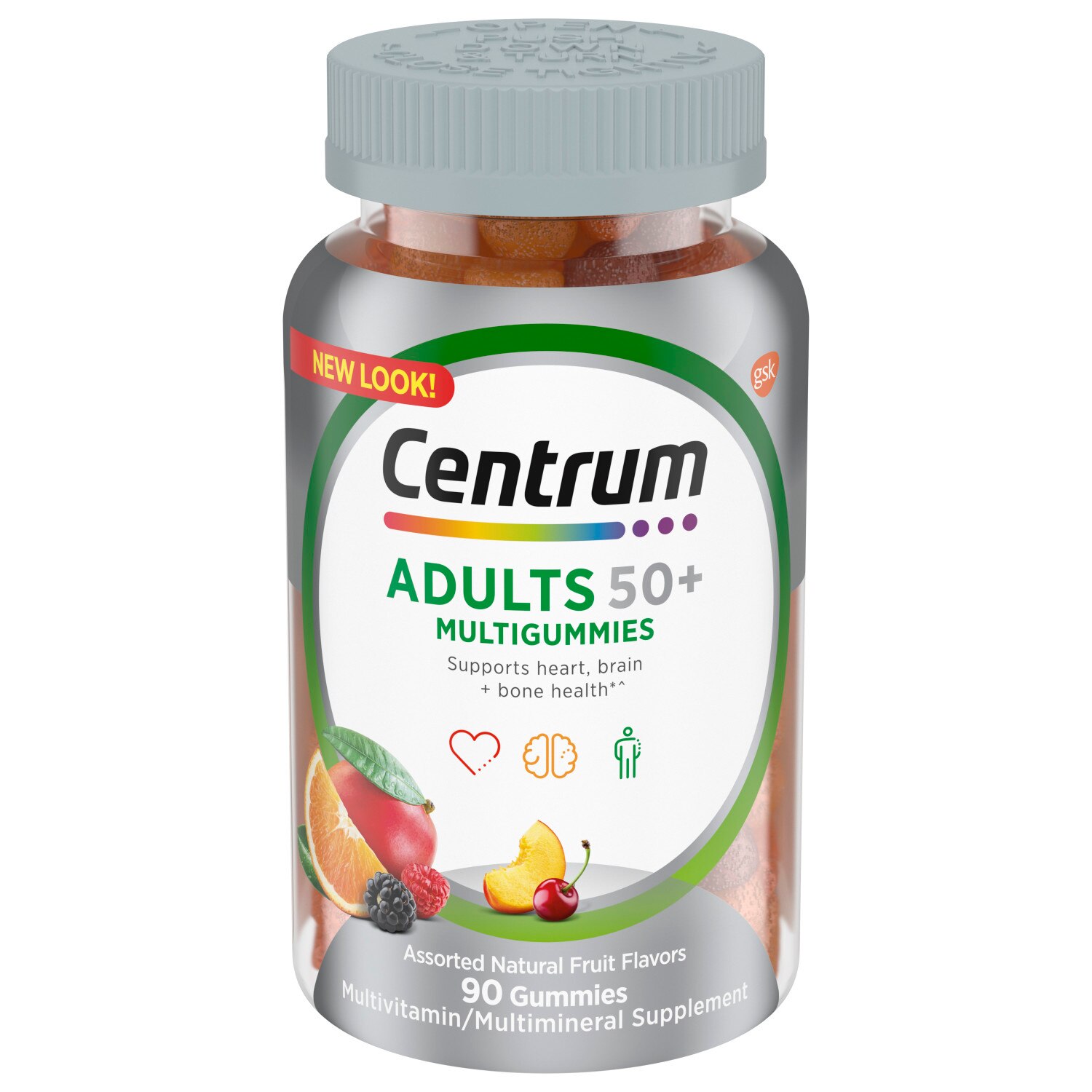Centrum MultiGummies Adults 50+ Natural Fruit Flavors, 90 CT