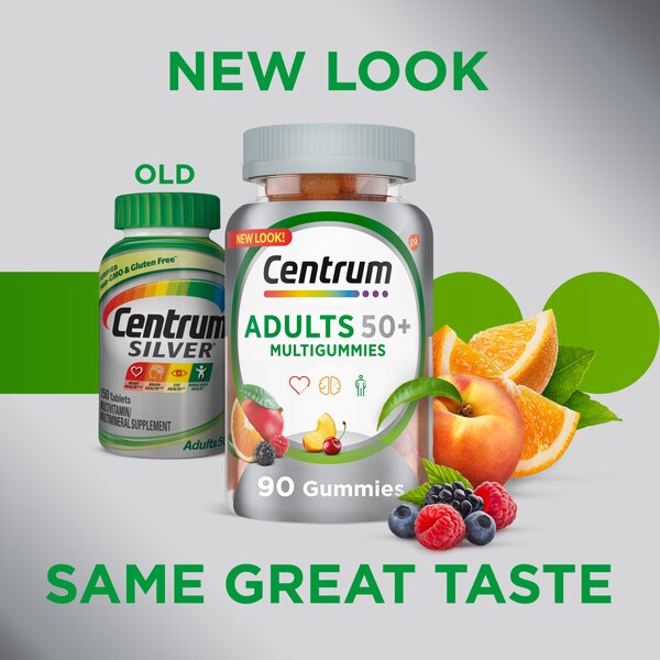Centrum MultiGummies Adults 50+ Natural Fruit Flavors, 90 CT
