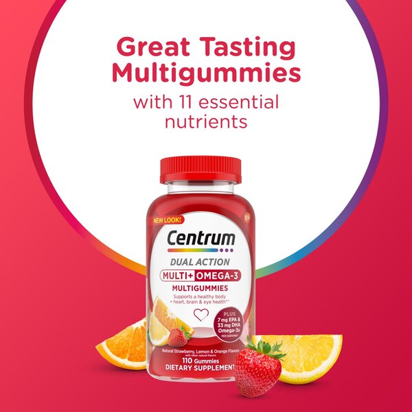 Centrum MultiGummies Multi + Omega 3 Gummy Adult Multivitamin, 110 CT