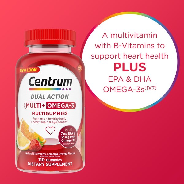 Centrum MultiGummies Multi + Omega 3 Gummy Adult Multivitamin, 110 CT