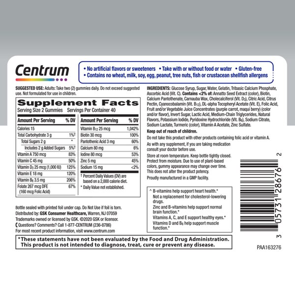 Centrum MultiGummies Men 50+ Natural Fruit Flavor, 90 CT