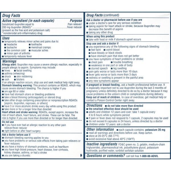 Advil Liqui-Gels Minis 200 MG Ibuprofen Capsules