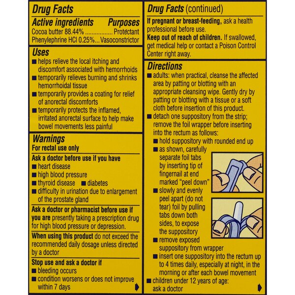 PREPARATION H Hemorrhoidal Suppositories