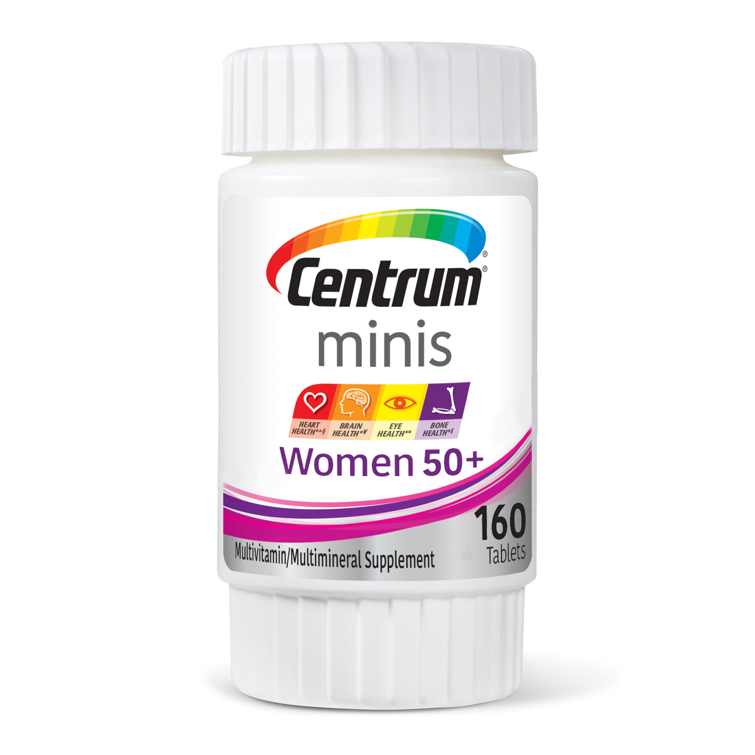 Centrum Minis Women 50+ - Suplemento vitamínico en tabletas para la salud de los huesos y más, 160 u.